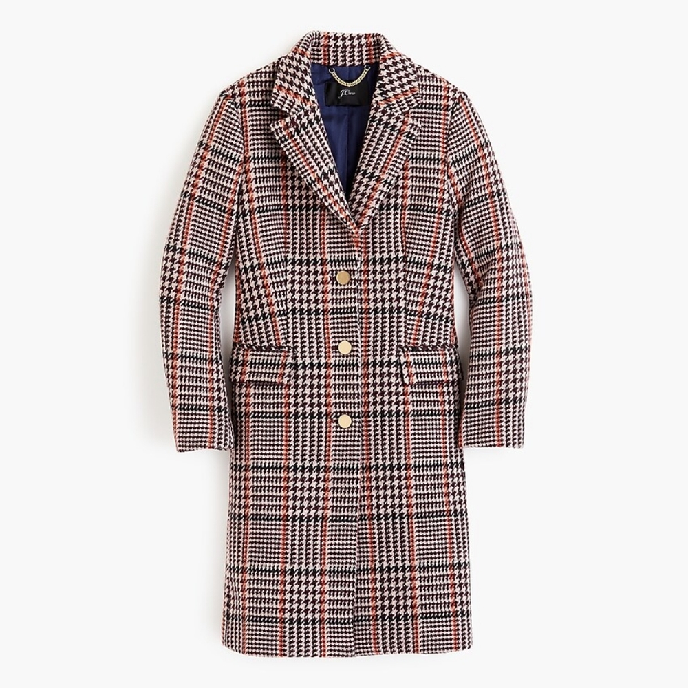J. Crew Plaid Single Breasted Topcoat